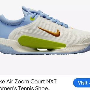 Nike Women's Air Zoom Court NXT - White, Light Blue, Gold, Lime